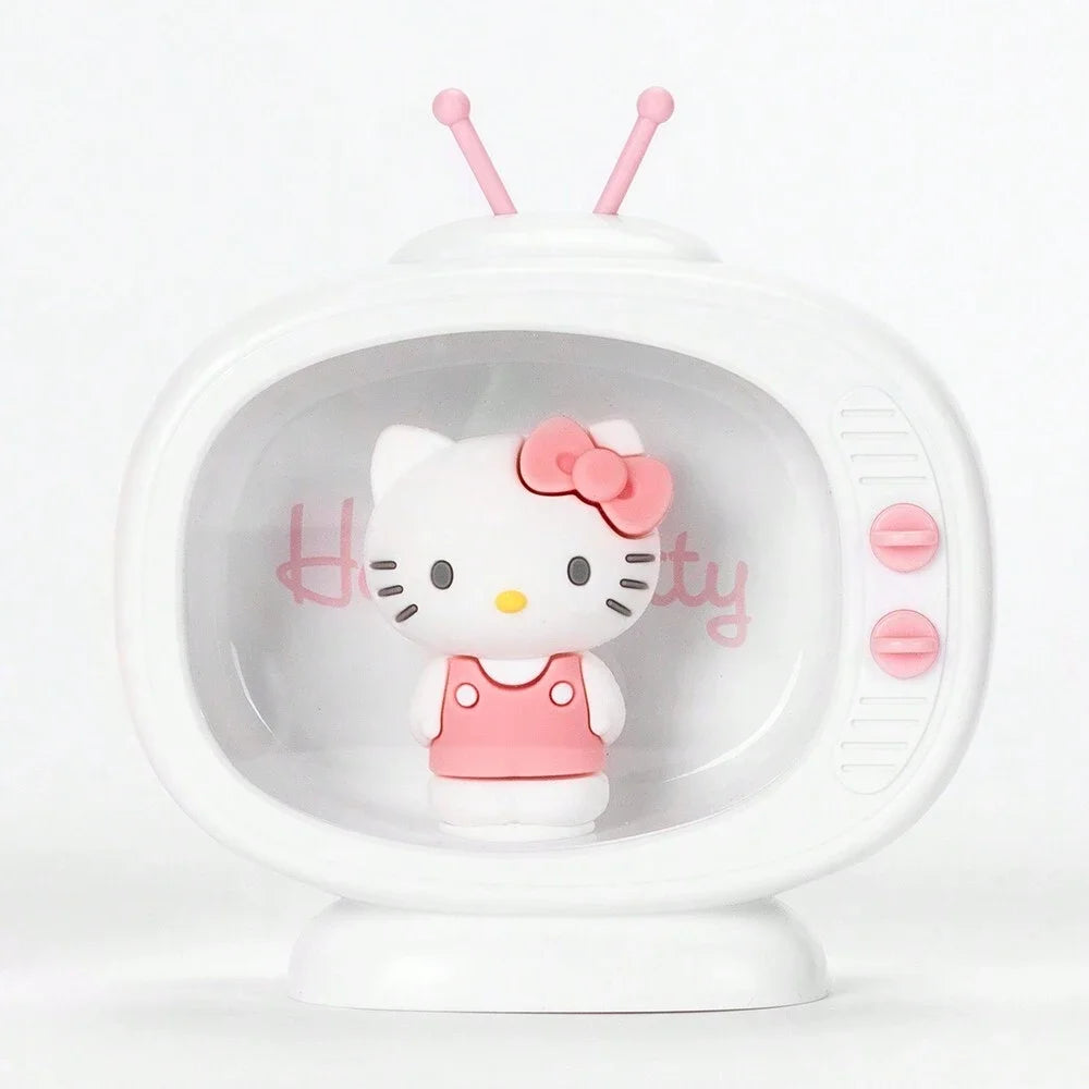 MINISO Sanrio Mini TV Nightlight Hello Kitty Sleep Light Kawaii Sleep Light Desktop TV Model Decoration Anime Collectible Dolls