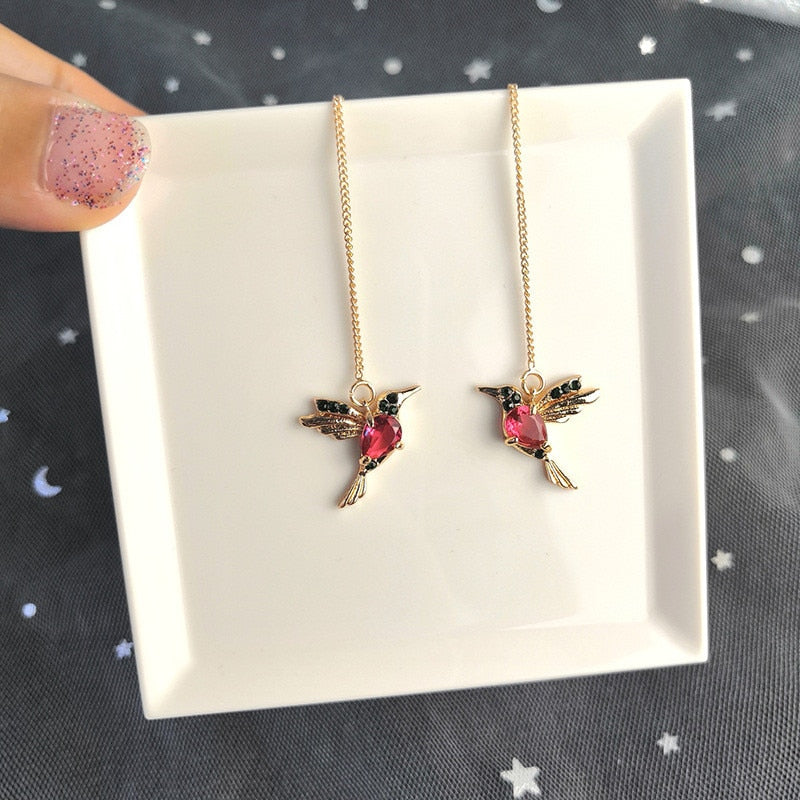 Women's Earrings 3D Hummingbird Earrings Animal Jewelry Cute Girly Ear Accessories Wedding Party Gifts