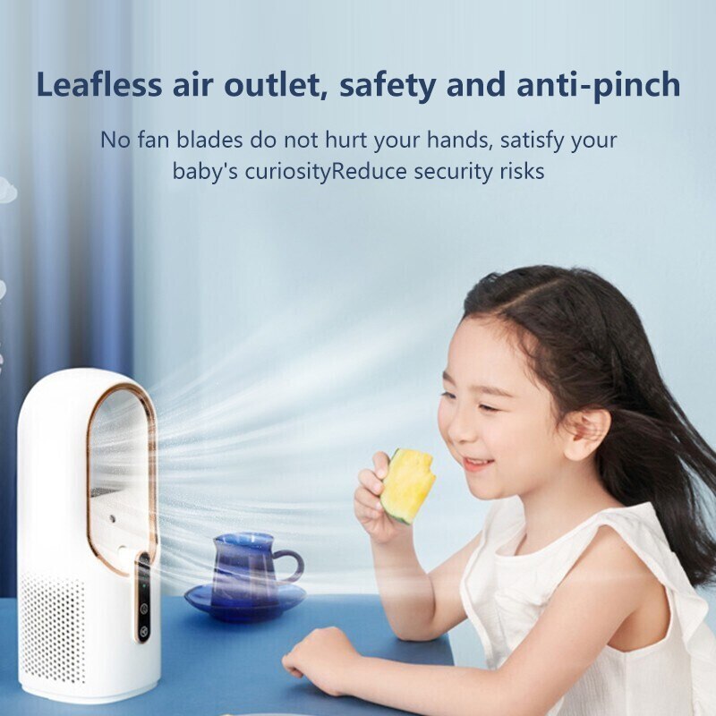 Bladeless Fan Portable Air Conditioner LED Display Desktop Fanless Blade Cooler Cooling Fan Tower Air Cooler for Office Bedroom