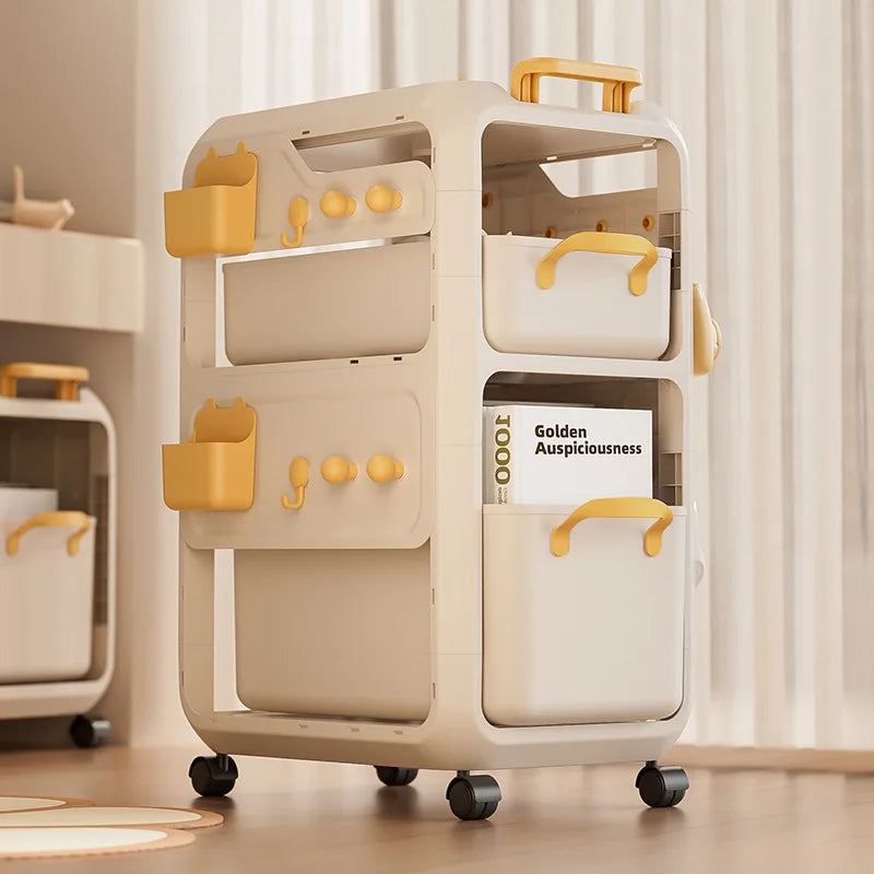 Backpack Storage Rack, Movable Trolley, Book Storage Artifact, Home Multi-layer Table, Lower Bag Storage Rack, Bookshelf