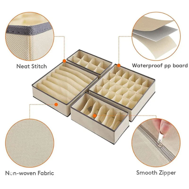 Underwear Organizer Storage Box Foldable Closet Drawer Underwear Organizers Bin Household Underpants Socks Bra Storage Boxes