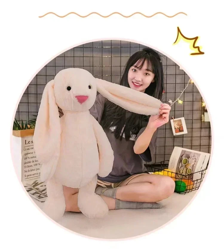 Cute Easter Rabbit Plush Toy Long Ear Bunny Stuffed Animal Soft Cotton Sleeping Mate for Boys and Girls