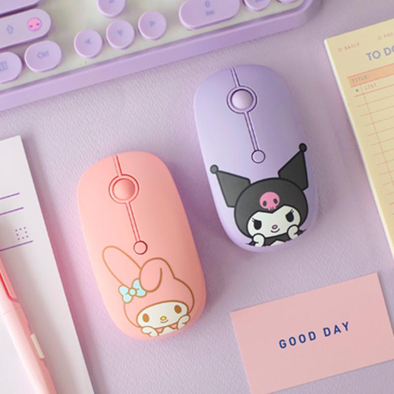 Cartoon Sanrio Wireless Mouse Kuromi My Melody Accessories Cute Beauty Kawaii Anime Silent Usb Laptop Desktop Pc Toys Girls Gift