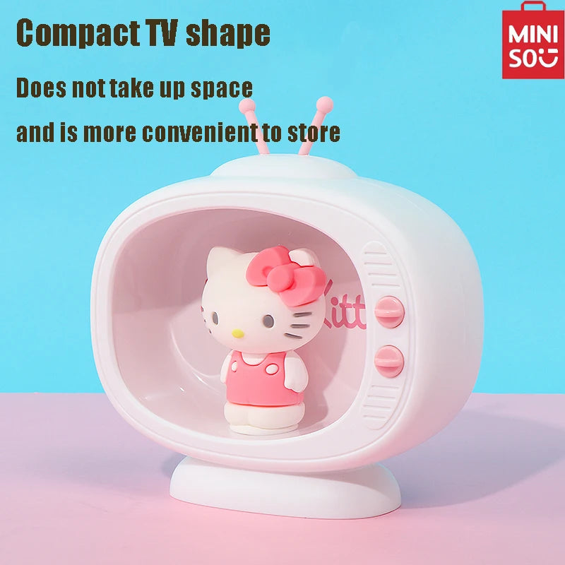 MINISO Sanrio Mini TV Nightlight Hello Kitty Sleep Light Kawaii Sleep Light Desktop TV Model Decoration Anime Collectible Dolls