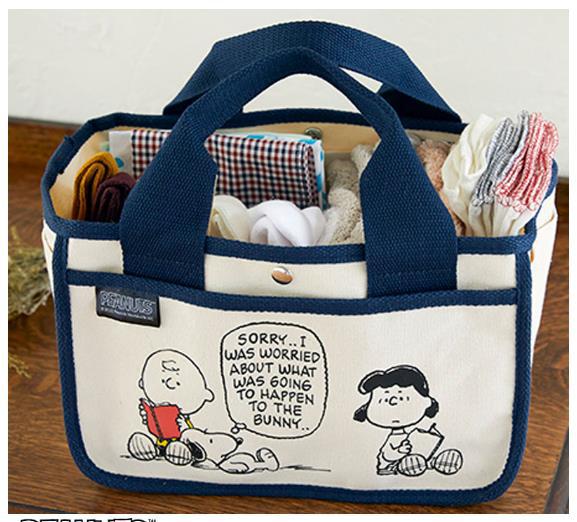 Snoopy Charlie Brown Anime Figures Cartoon Canvas Handbag Large Capacity Lunch Box