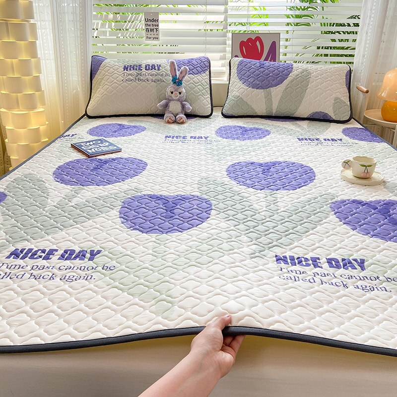 Natural Latex Thick Cooling Mat for Summer Cool Feeling Rayon Matress Pad Soft Air-Permeable Cold Summer Mat for Bed Sheet Set