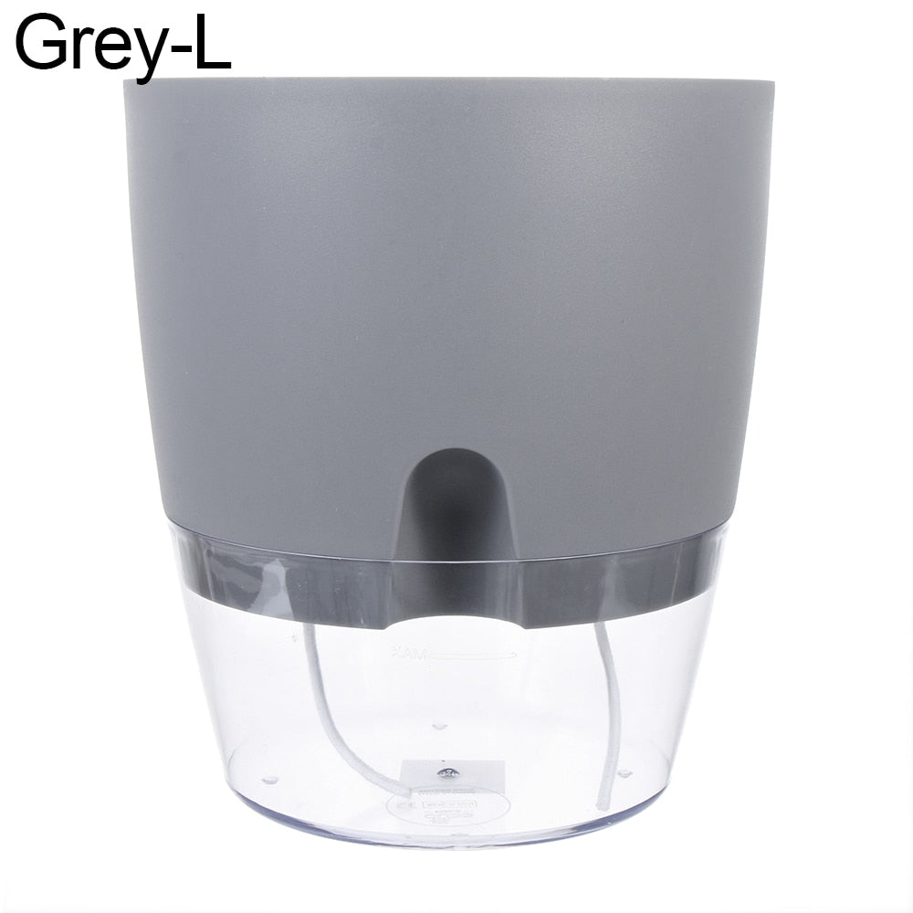 Automatic Water Absorption Plantpot Self Watering Lazy Flowerpot Round Double-layer Succulent Plant Small Green Plant Flowerpot