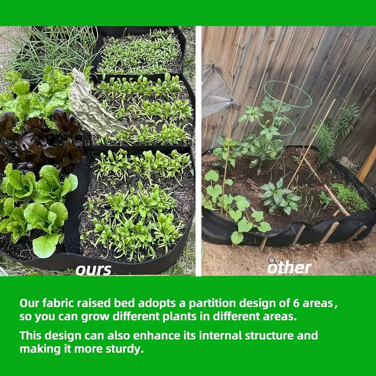 Garden Planting Bag Multi-gird Felt Growing Bag Rectangle Planting Nursery Pot Vegetable Tomato Potato Planting Container Plant