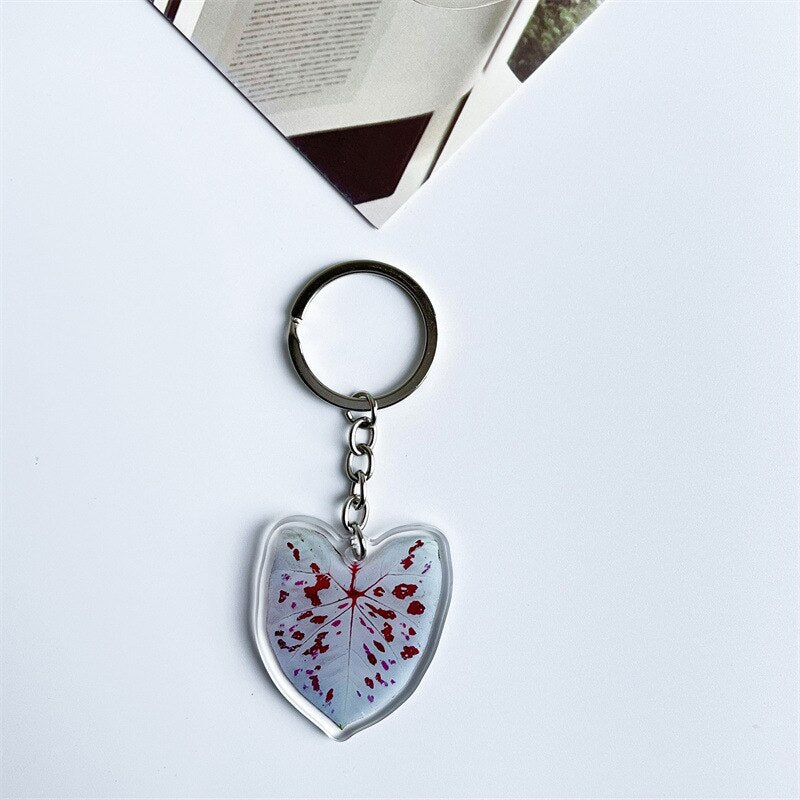 Rare Plant Acrylic Leaf Keychain Adasonii Leaf Foliage Key Chain Anthurium Plant Mom Gift Accessories for Car Keys Bag Charm