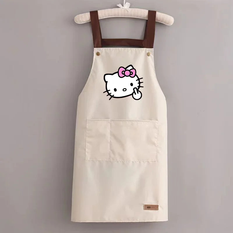 Sanrio Hello Kitty Kitchen Apron Waterproof Ladies Men Home Aprons Wipeable Oil Resistant Baking BBQ Restaurant Cafe Aprons Gift