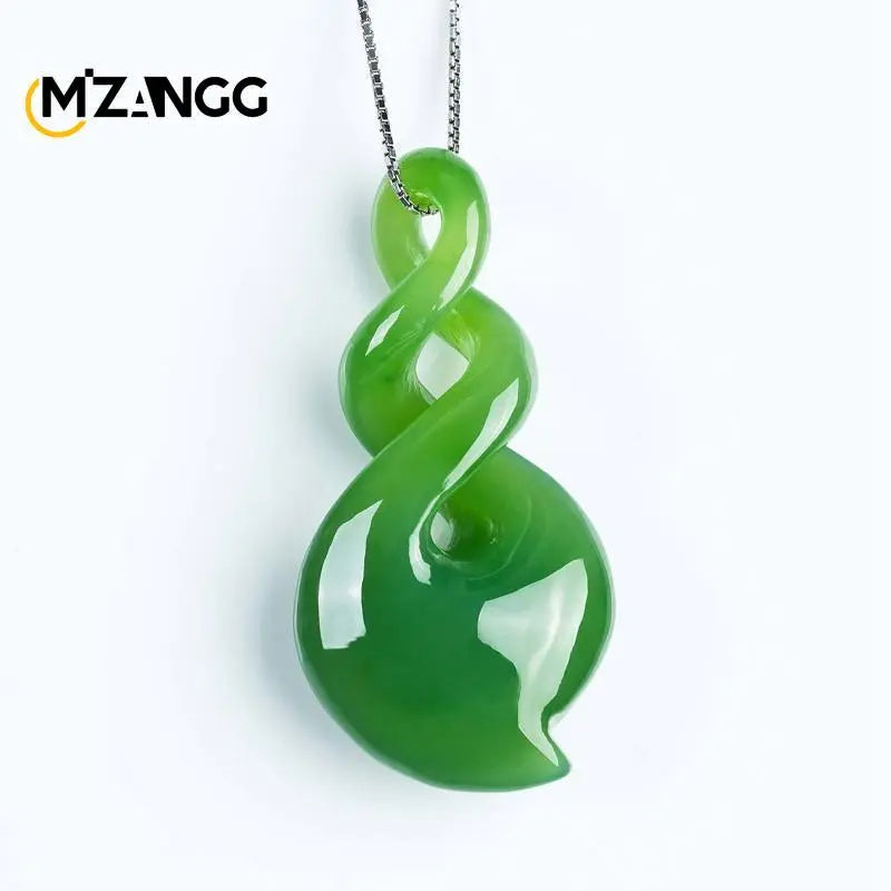 Natural Hand-carved Green Jade Pendant Lucky Wealth Fashion Ladies Necklace Men Personalized White Jade Amulet Holiday Gift