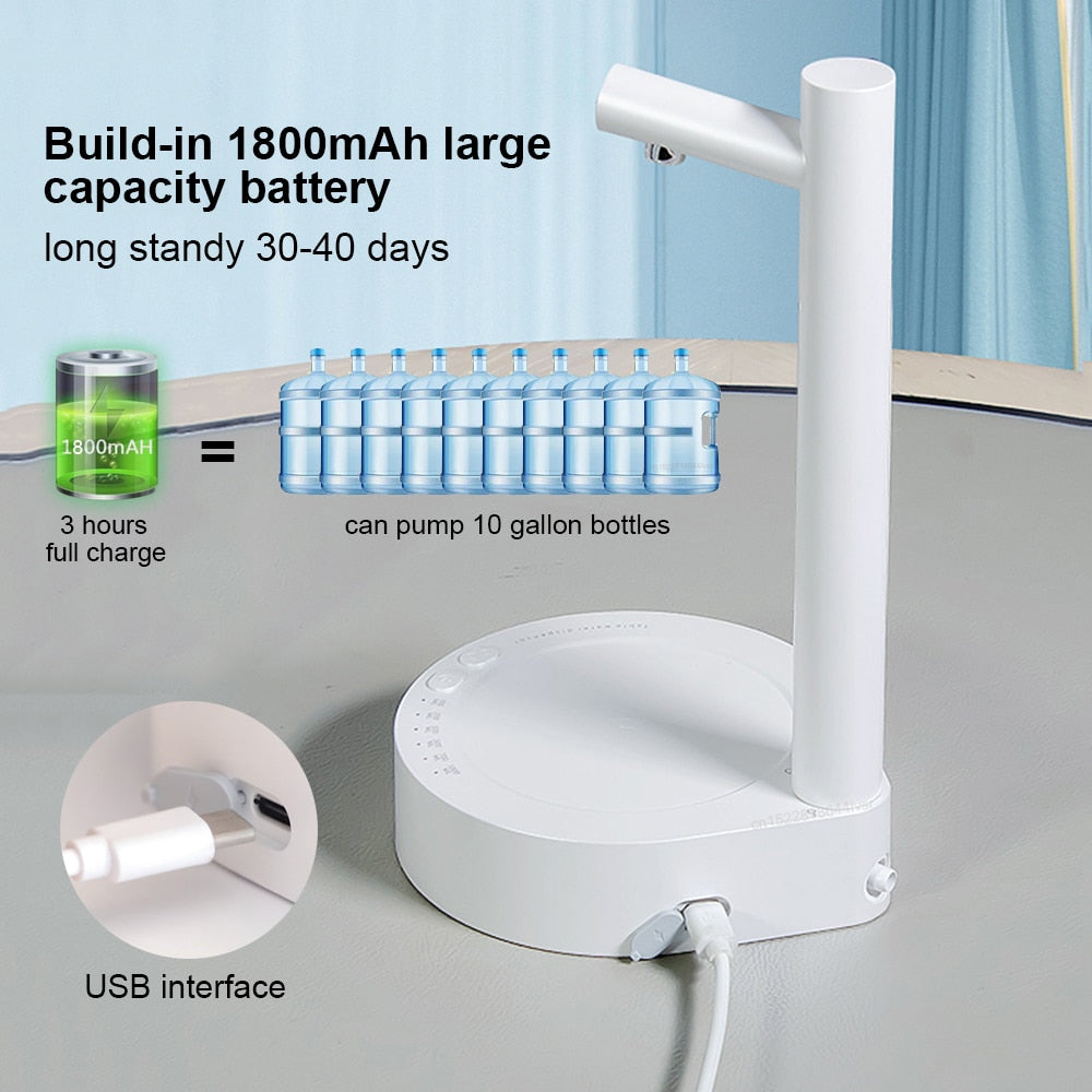 Electric Water Gallon Pump Automatic Water Bottle Pump Dispenser Desktop X115 Rechargeable Water Pump Dispenser With Stand