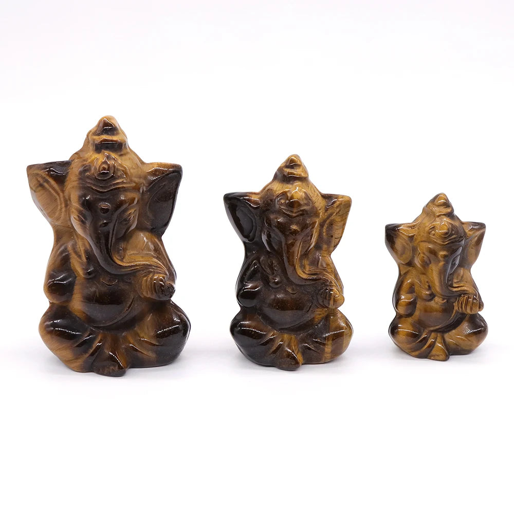 Ganesa Elephant Buddha Statue Natural Healing Crystal Chakra Spiritual Stone Carved Maitreya Figurine Crafts Home Lucky Decor