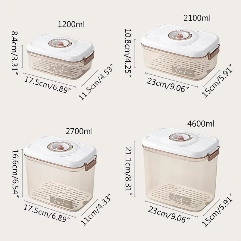 Vacuum Sealed Canister Household Fresh-keeping Box Refrigerator Food Storage Containers Drainable Kitchen Organizers Fruit Tank