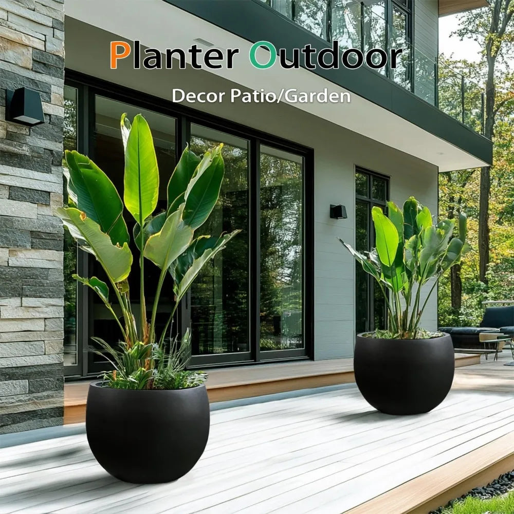 Ball Concrete Ball Planter Outdoor Indoor, Large Cement Plant Pots for Trees Flowers