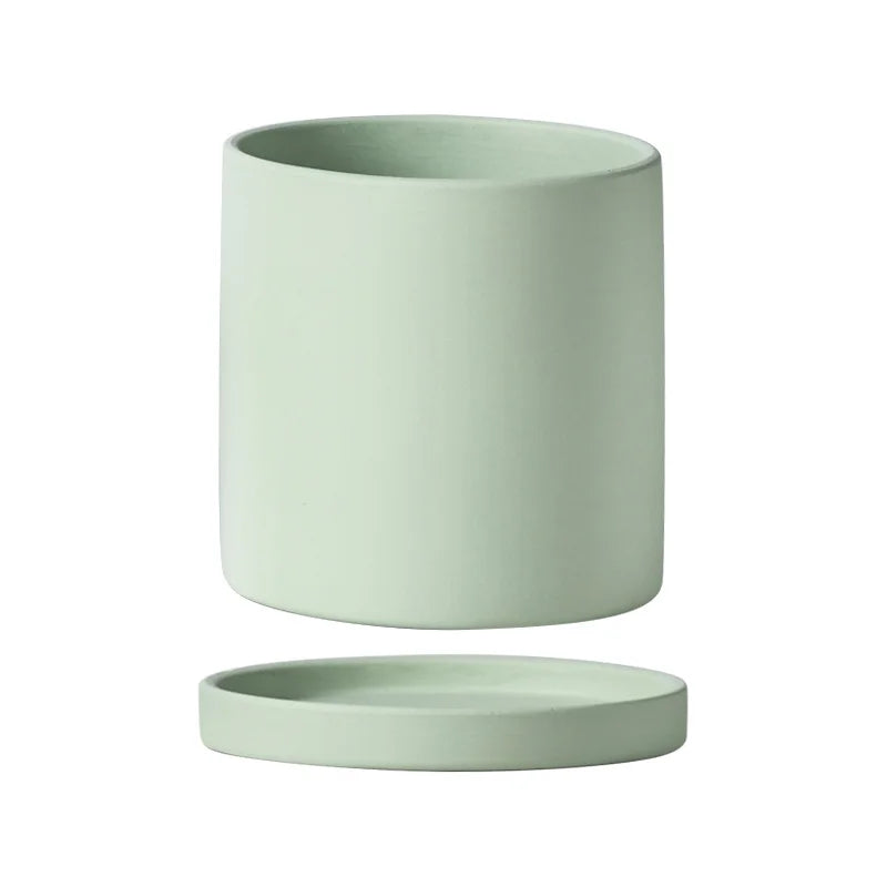 Flower Plant Pot Colorful Ceramic Flowerpot Nordic Style Succulent Planter Cylindrical Flower Pots With Hole Garden Decoration