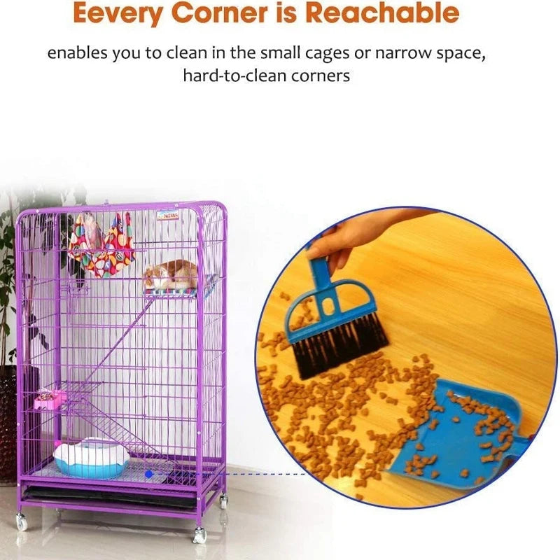 Mini Dust Pan and Brush Set for Guinea Pig Toys, Hamster Cleaner Hedgehog Supplies, Small Broom and Dust Dust for