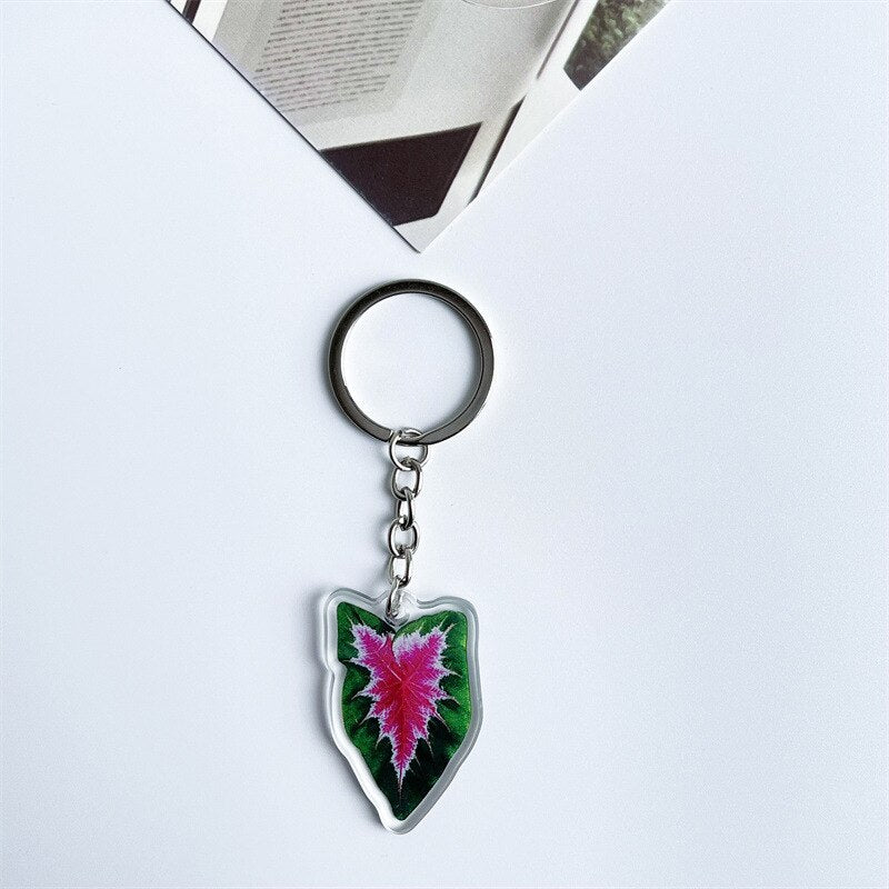 Rare Plant Acrylic Leaf Keychain Adasonii Leaf Foliage Key Chain Anthurium Plant Mom Gift Accessories for Car Keys Bag Charm