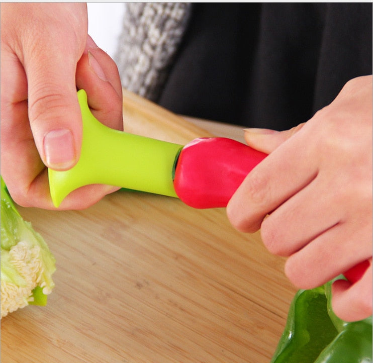 2Pcs/set Pepper Chili Corer Seed Remover Green Pepper Tomato Coring Device Slicer Fruit Peeler Vegetable Kitchen Utensil