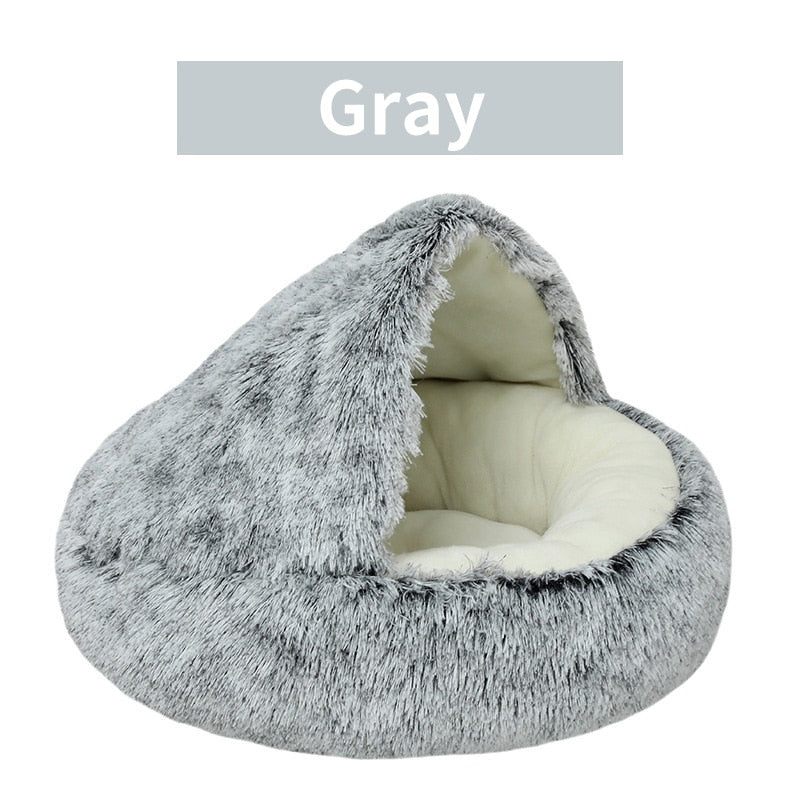 2023 Winter Long Plush Pet Cat Bed Round Cat Cushion Cat House Warm Cat Basket Cat Sleep Bag Cat Nest Kennel For Small Dog Cat