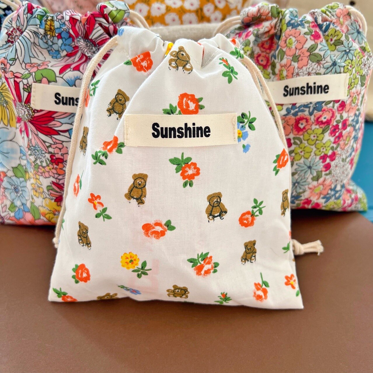 Printed Flower Mommy Bag Baby Diaper Bag Cotton Nappy String Pocket Stroller Carry Pack Travel Outdoor Diaper Storage Bag