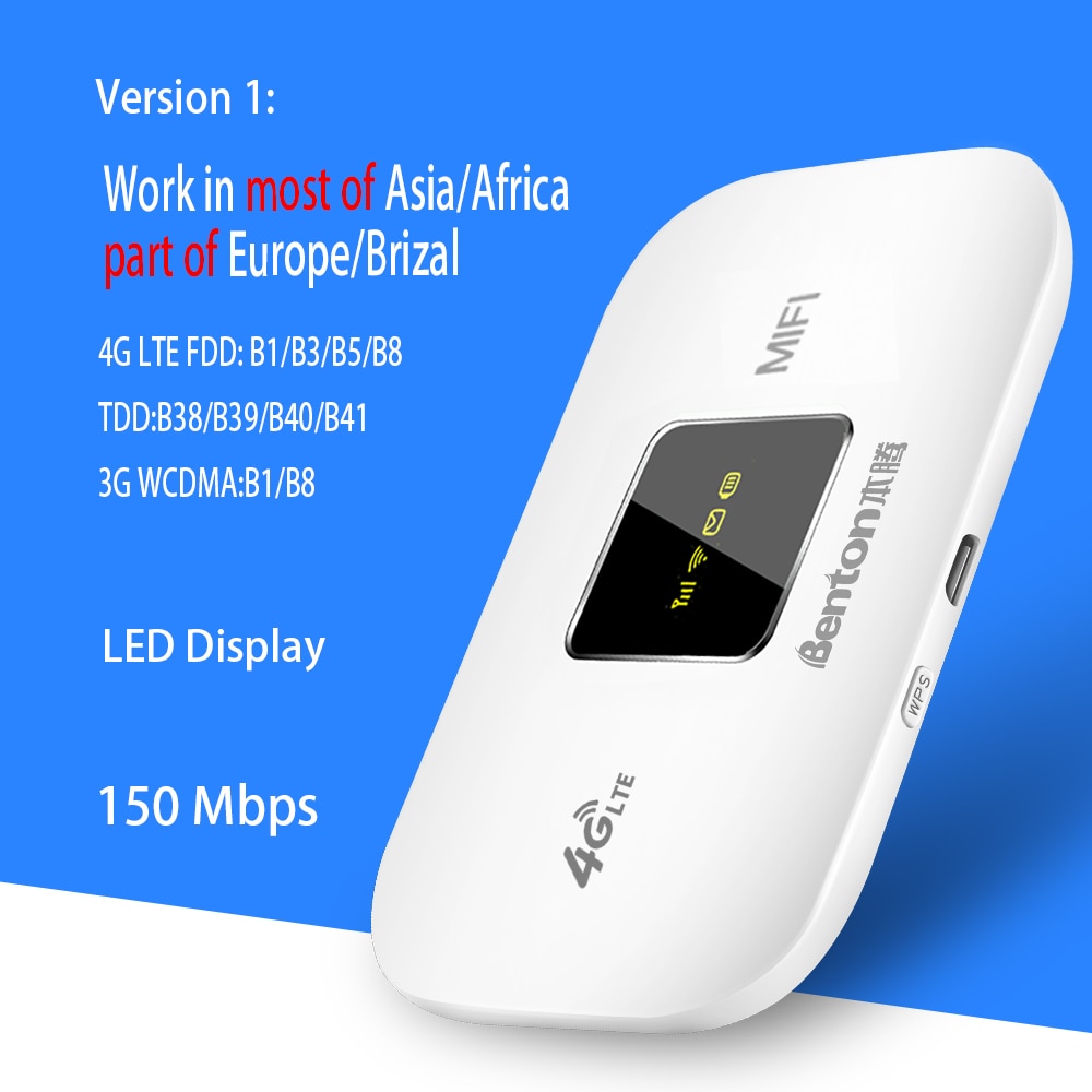 Benton Unlock 4G Lte Router Wireless Wifi Portable Modem Mini Outdoor Hotspot Pocket Mifi 150mbps Sim Card Slot Repeater 3000mah