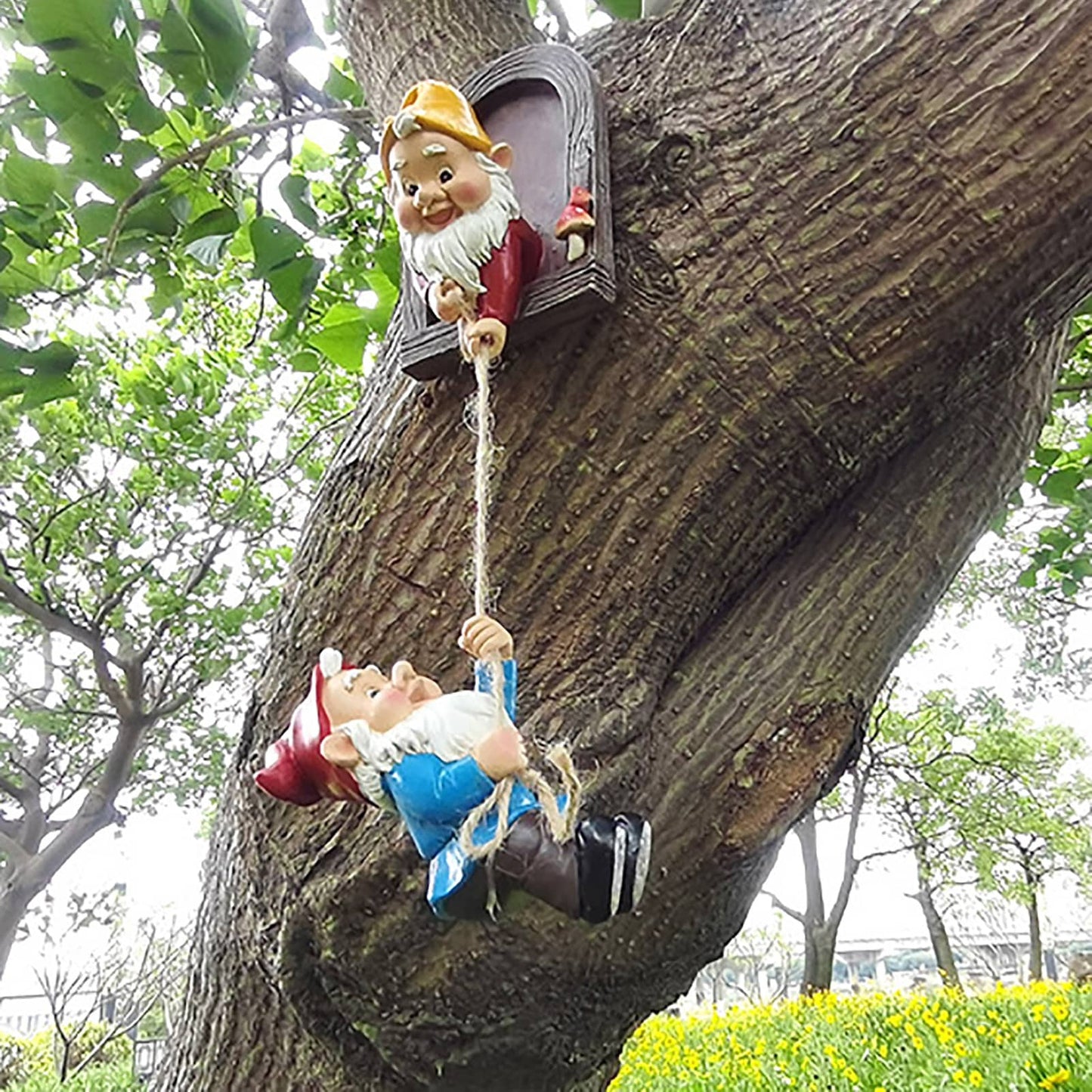 Garden Climbing Gnomes Tree Decor Cute Gnome Garden Statue Art Resin Dwarf Sculpture for Yard Outdoor Decoration Ornaments