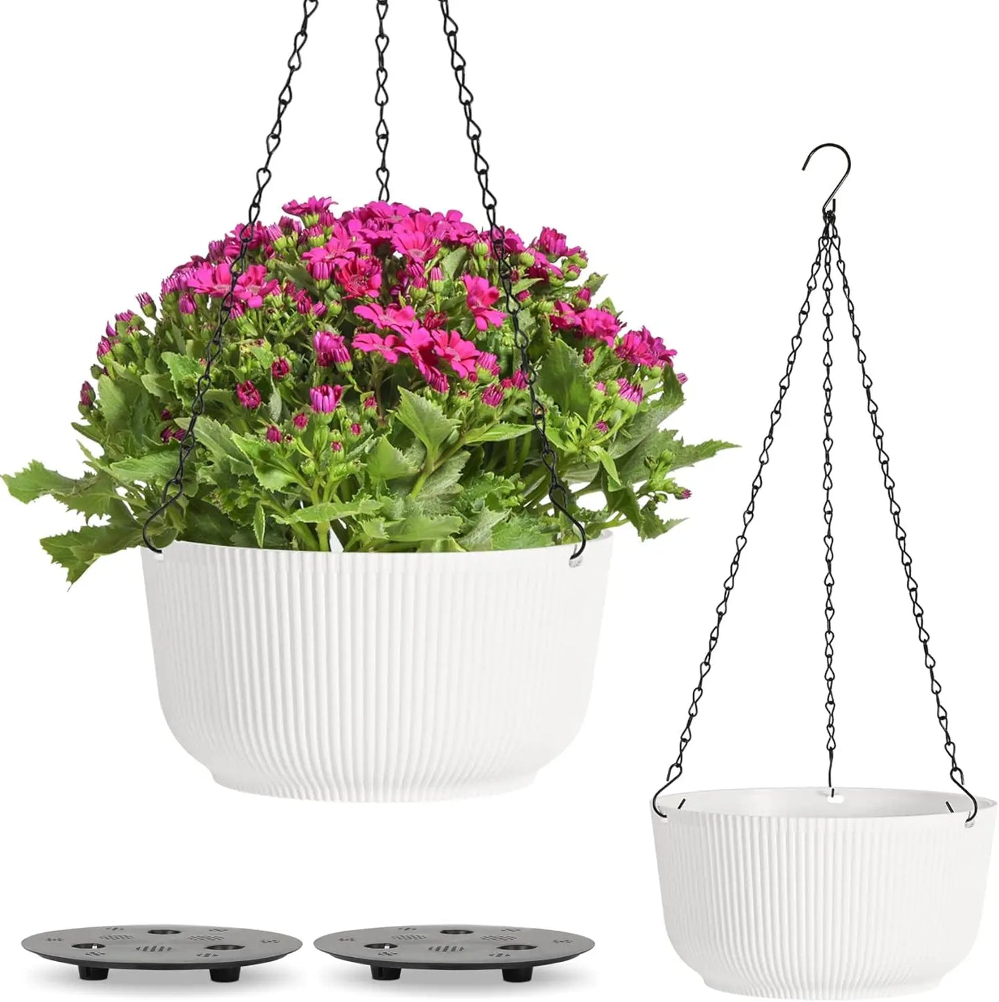 12 Inch Large Hanging Planters for Outdoor Plants, 2 Pack Self Watering Hanging Pots Indoor, Hanging Baskets for Plants