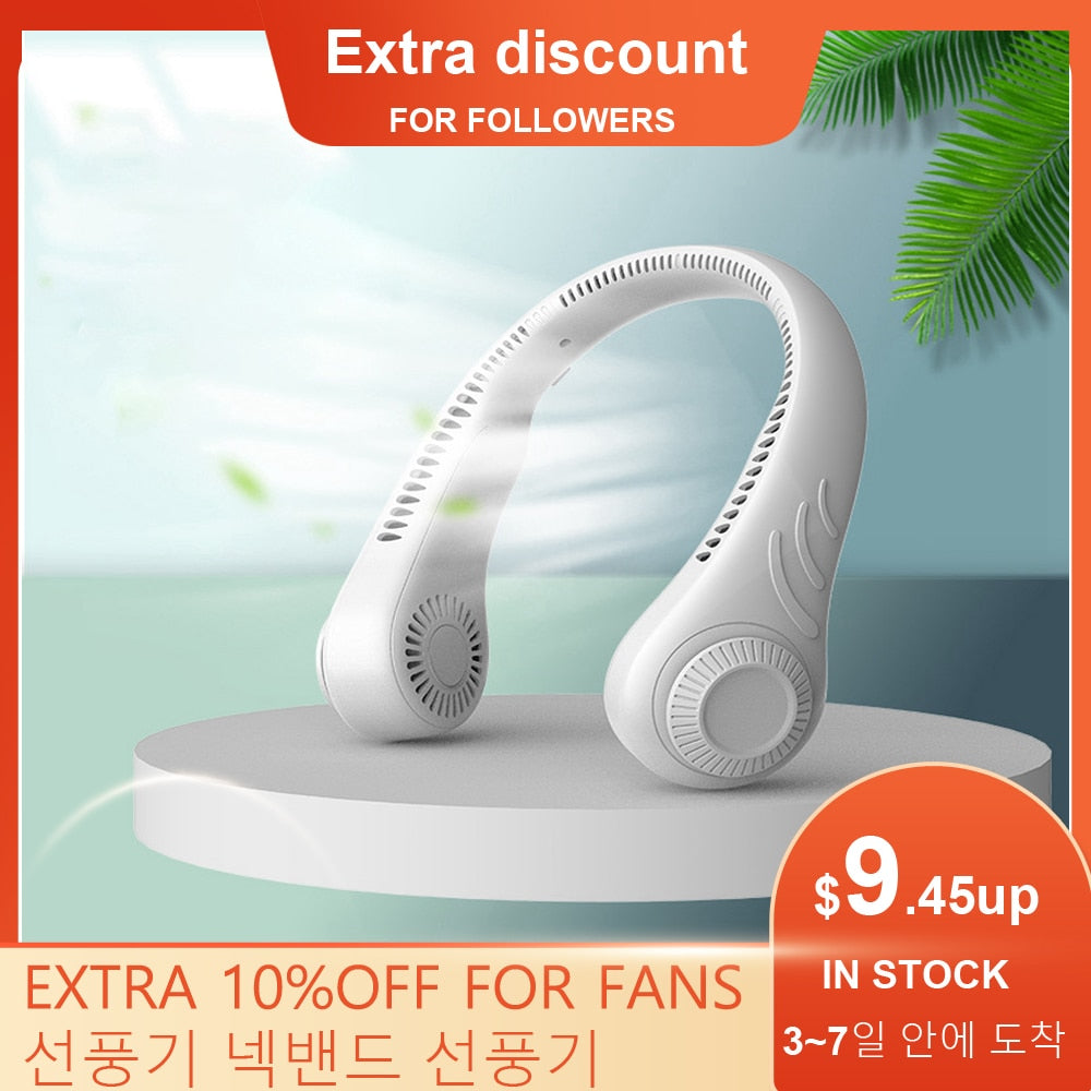 Xiaomi Portable Hanging Neckfan Mini Adjustable Neck Fan Rechargeable Air Cooler 3 Speed Electric Fan For Summer Outdoor