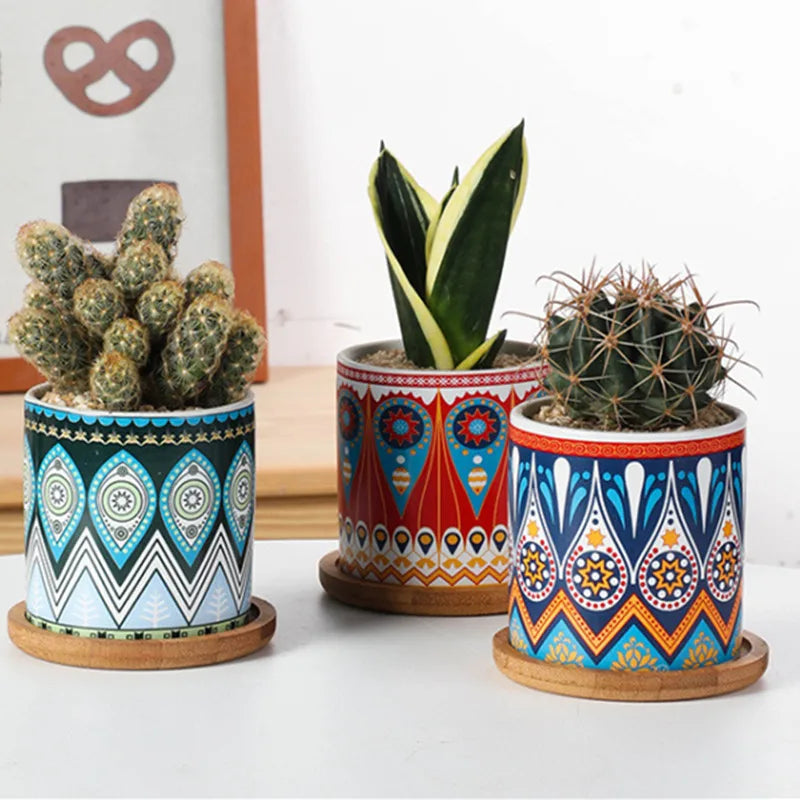1PC Mini Flower Pots Mini Green plant pot Garden Colorful Ceramics Nursery Pots for Home Succulent plants indoor flowerpot Decor