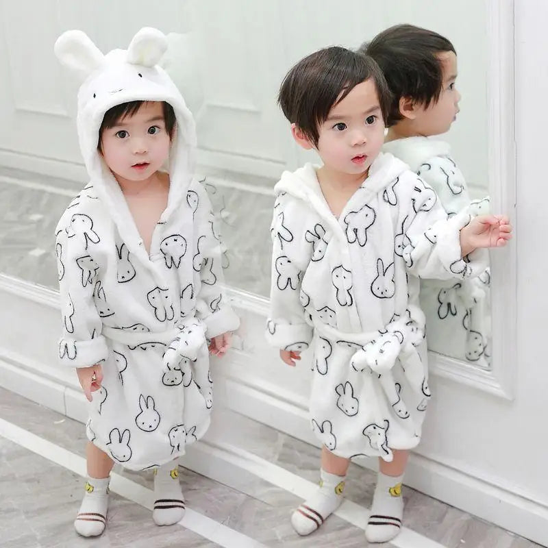 New Kawaii Anime Miffy Rabbit Sleeping Robe Boys Girls Cute Cartoon Bathrobe Children's Pajama Plush Home Clothes Gifts for Kids