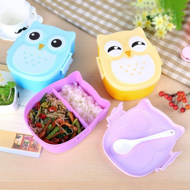 Cute Cartoon Owl Lunch Box Food Container Storage Box Portable Kids Student Lunch Box Bento Box Container With Compartments Case