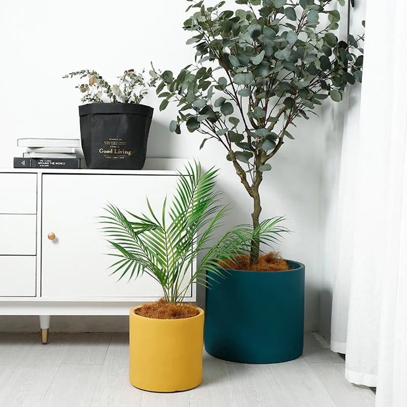 Flower Plant Pot Colorful Ceramic Flowerpot Nordic Style Succulent Planter Cylindrical Flower Pots With Hole Garden Decoration