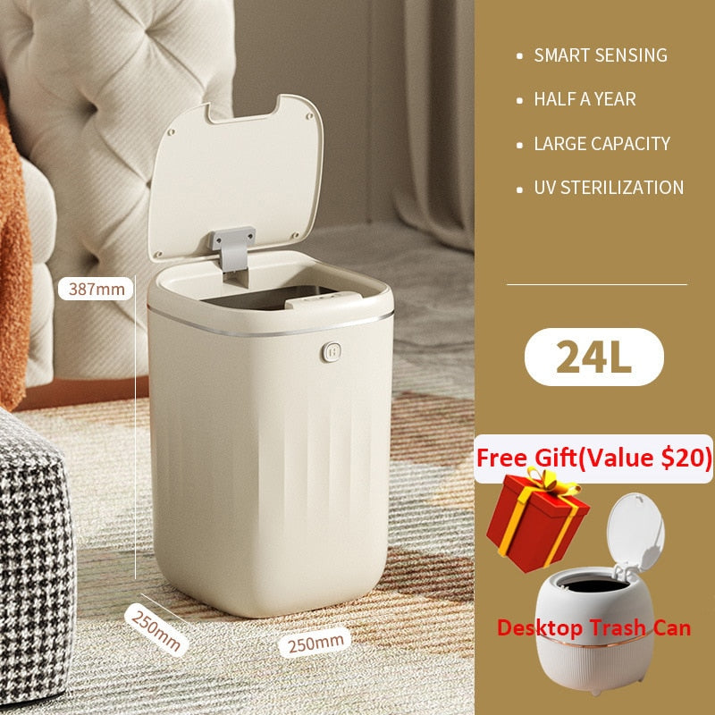 Smart Trash Can Automatic Induction Trash Bin Electric Touchless Wastebasket Kitchen Bathroom Waterproof Large Capacity Wastebin