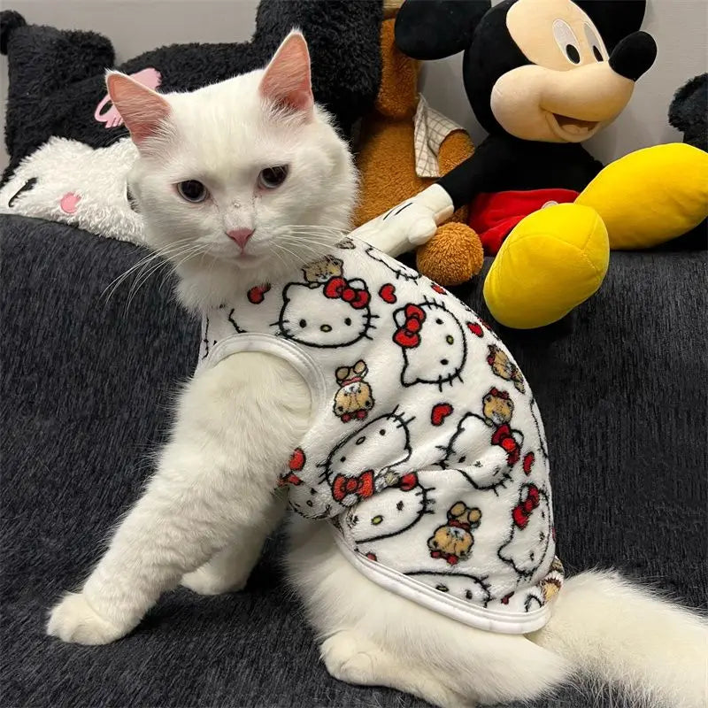 Kawaii Hello Kitty Cat Sweater Costume Winter Warm Pet Clothes for Cats Pullover Mascotas Clothing Gatos Products for Animals