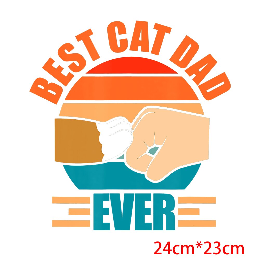 Dad Birthday Gift Funny Dad Cat Patches Father's Day Heat Transfer Stickers Fashion Thermo Stickers Fashion Graphic Appliques