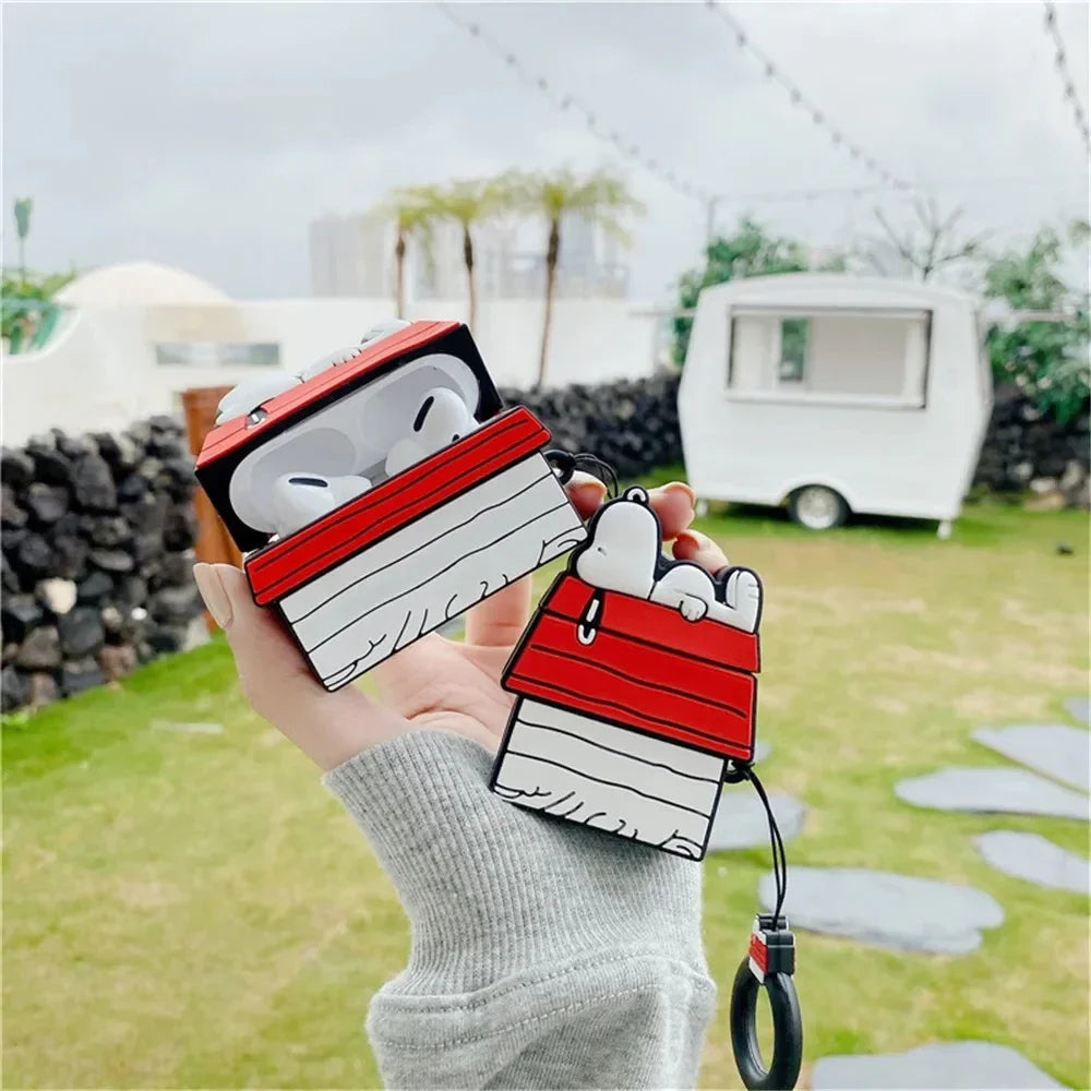 NEW MINISO Snoopy Earphone Case for Airpods Pro 1 2 3 Cartoon Silicone Wireless Bluetooth Earbuds Protective Cover With Lanyard
