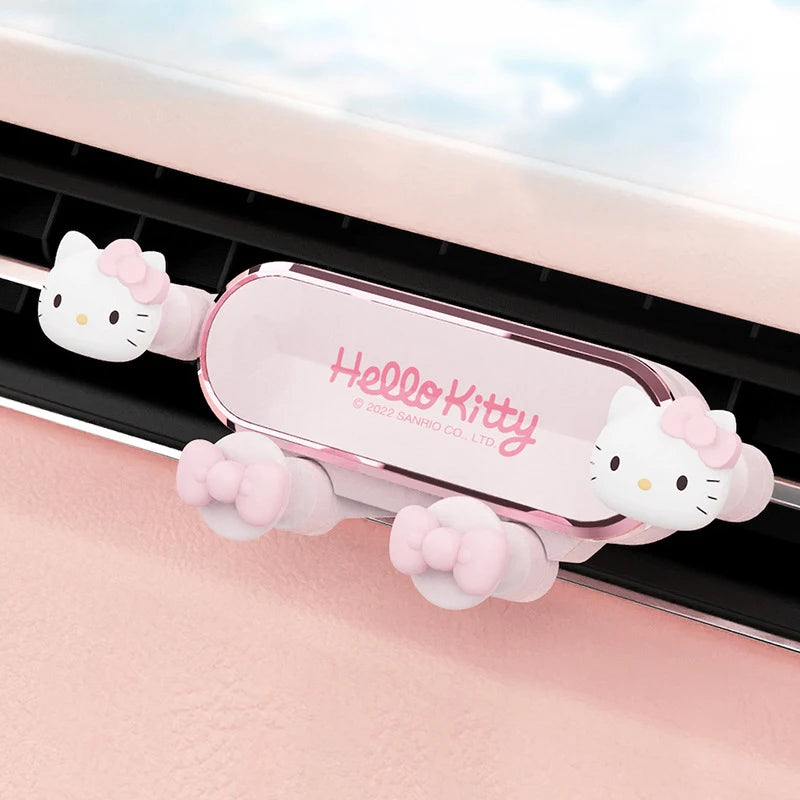 Sanrio Hello Kitty Car Phone Holder for Bracket Gps Stand Cartoon Anti-Skidding Shockproof Rotatable Support Mobile Accessories