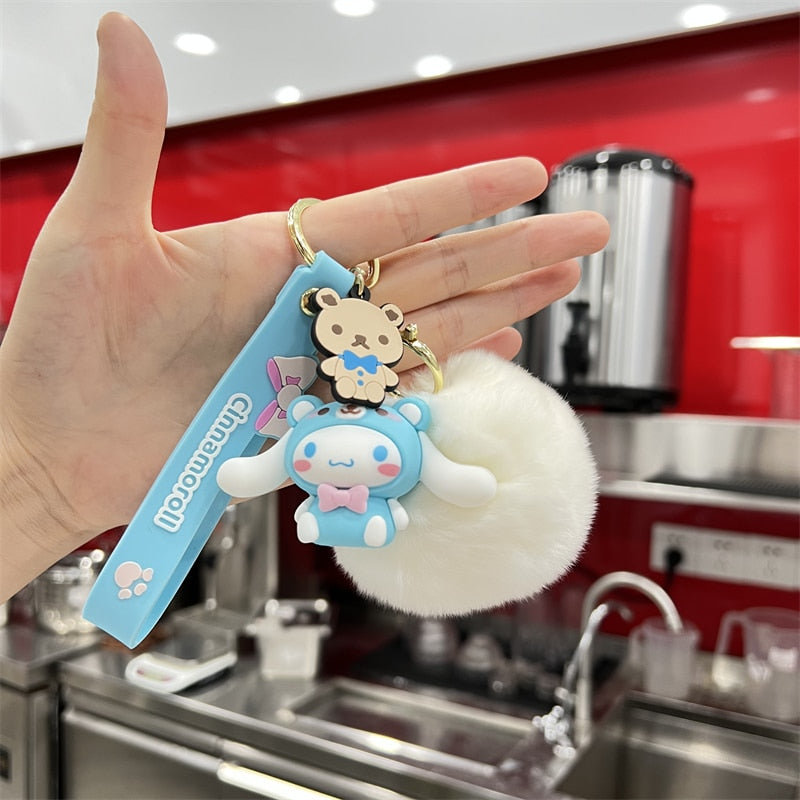 Kawaii Hello Kitty Keychain Sanrio Anime Cartoon Melody Kuromi Cinnamoroll Toys Cute Pendant Dolls Car Key Ring Girl&Child Gifts