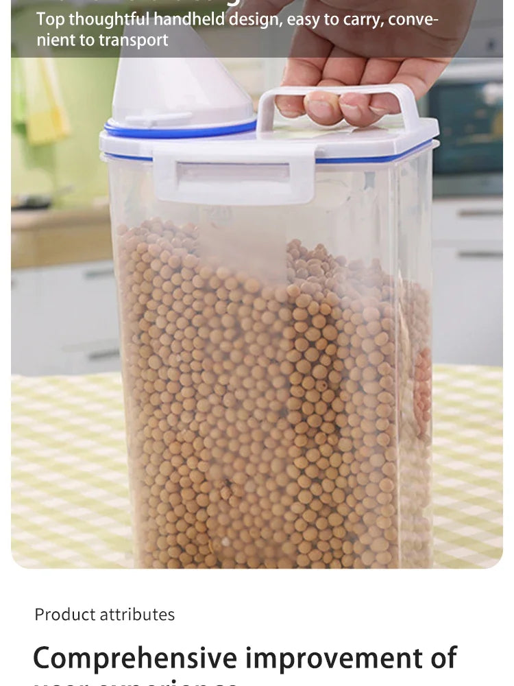Airtight Food Storage Container Large Capacity Kitchen Rice Bucket Pet Food Dispenser Grains Moisture And Insect Proof EasyClean