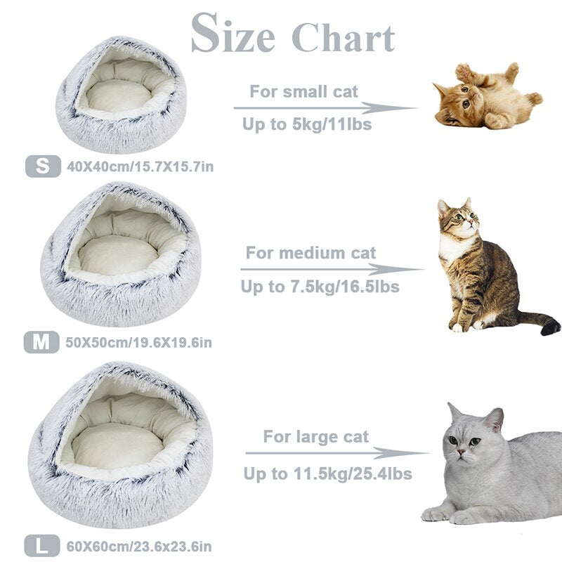 Dog winter plush pet cat bed Round cat mat Cat House 2 in 1 Warm cat sleeping bag cat litter dog kennel Dog supplies