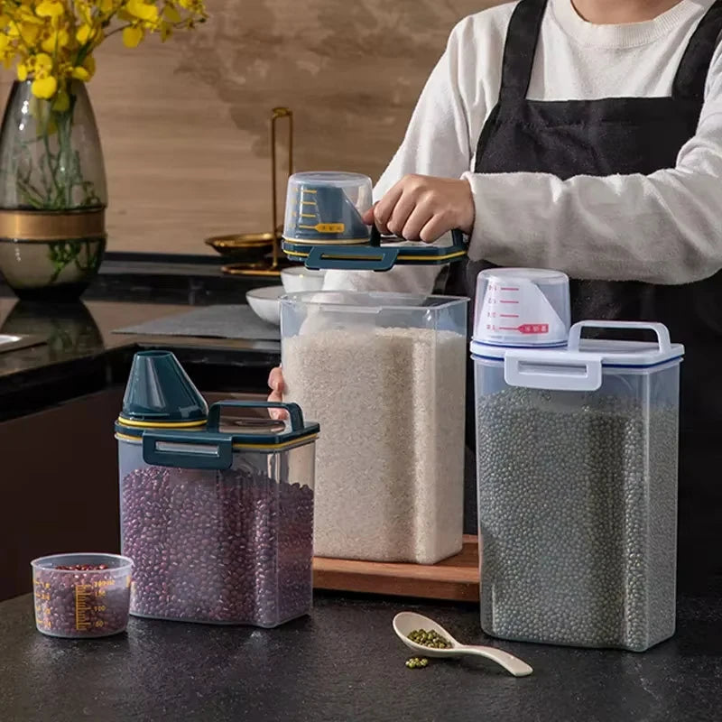 Airtight Food Storage Container Large Capacity Kitchen Rice Bucket Pet Food Dispenser Grains Moisture And Insect Proof EasyClean
