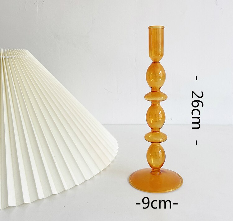 Handmade Colored Vintage Glass Candlestick candle holders Romantic Dinner Decoration for Home Wedding Taper Candle Holder Gift