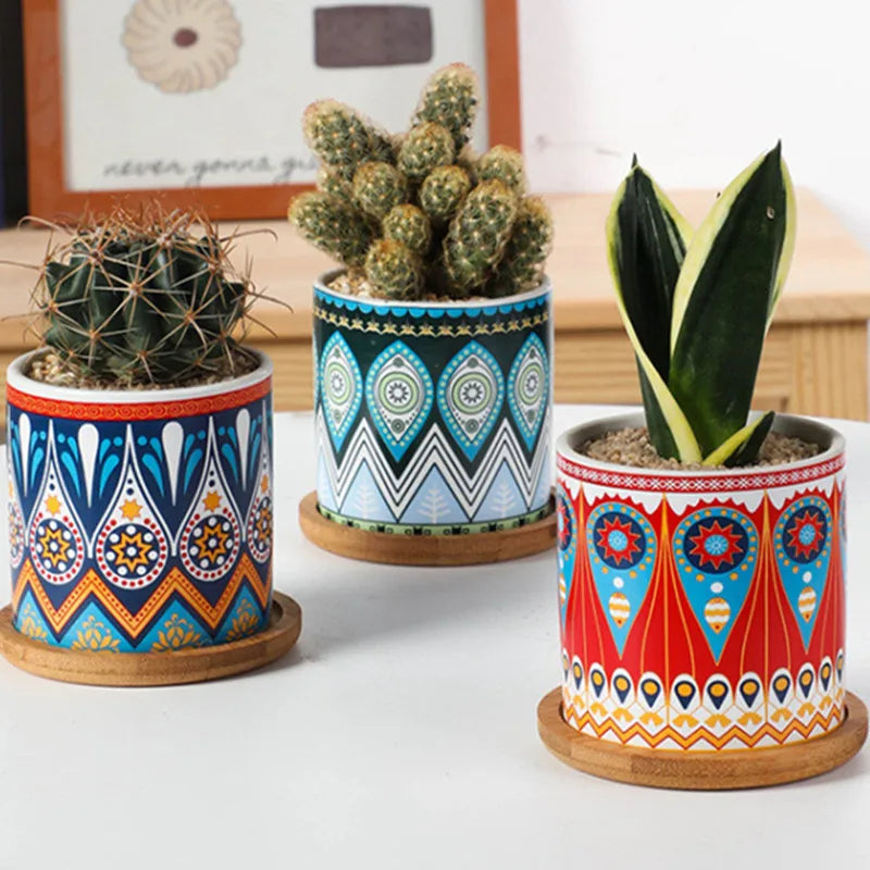 1PC Mini Flower Pots Mini Green plant pot Garden Colorful Ceramics Nursery Pots for Home Succulent plants indoor flowerpot Decor