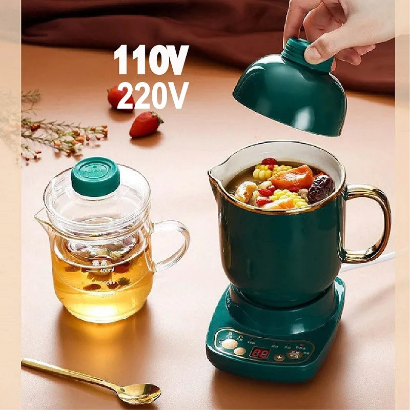 110V/220V Health Cup Home Electric Kettle Heating Cup Office Tea Maker 9.5h Appointment Electric Stew Cup Auto Keep Warm 600ml
