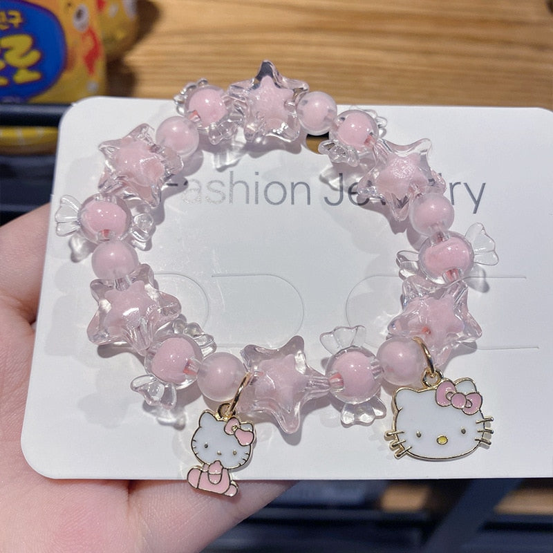 Kawaii Hello Kitty Bracelet Cinnamoroll Cartoon Anime Sanrios Bangle My Melody Jewelry Charms Cute Accessory Birthday Girls Gift