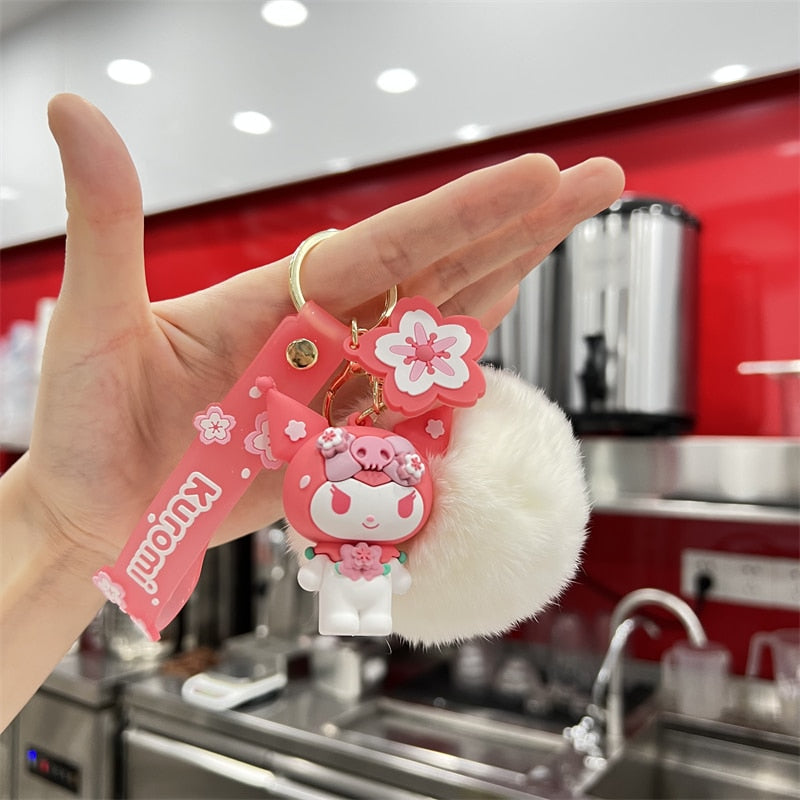 Kawaii Hello Kitty Keychain Sanrio Anime Cartoon Melody Kuromi Cinnamoroll Toys Cute Pendant Dolls Car Key Ring Girl&Child Gifts