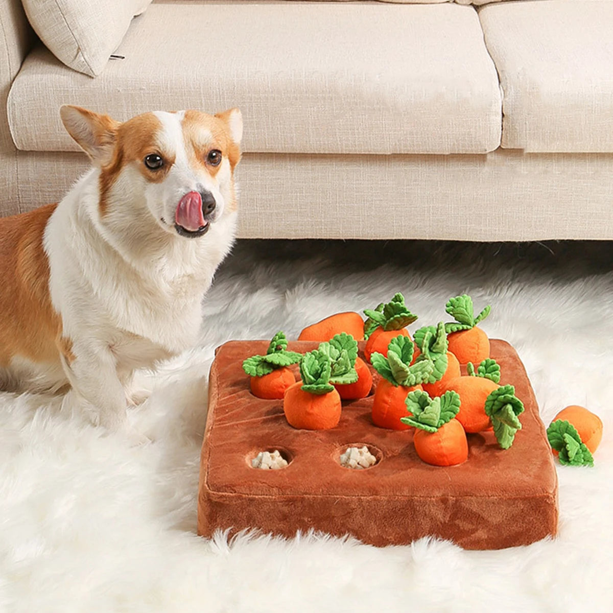 Carrots Enrichment Dog Puzzle Toys,Hide and Seek Carrot Farm Dog Toys,Fun Carrot Patch Dog Snuffle Toy with Non-Slip Bottom