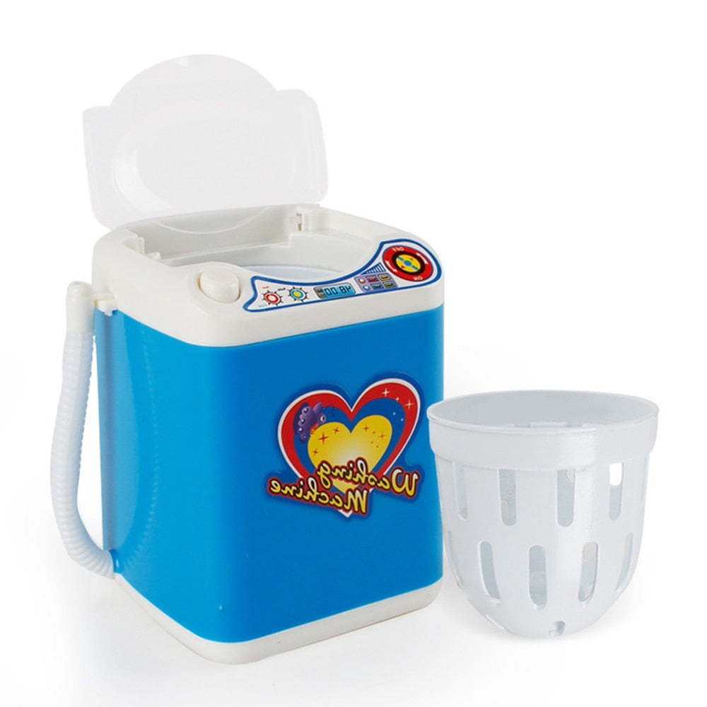 Newly Sponge Makeup Brushe Cleaner Mini Electric Washing Machine Children Pre School Toy Pretend Play Housekeeping Toy
