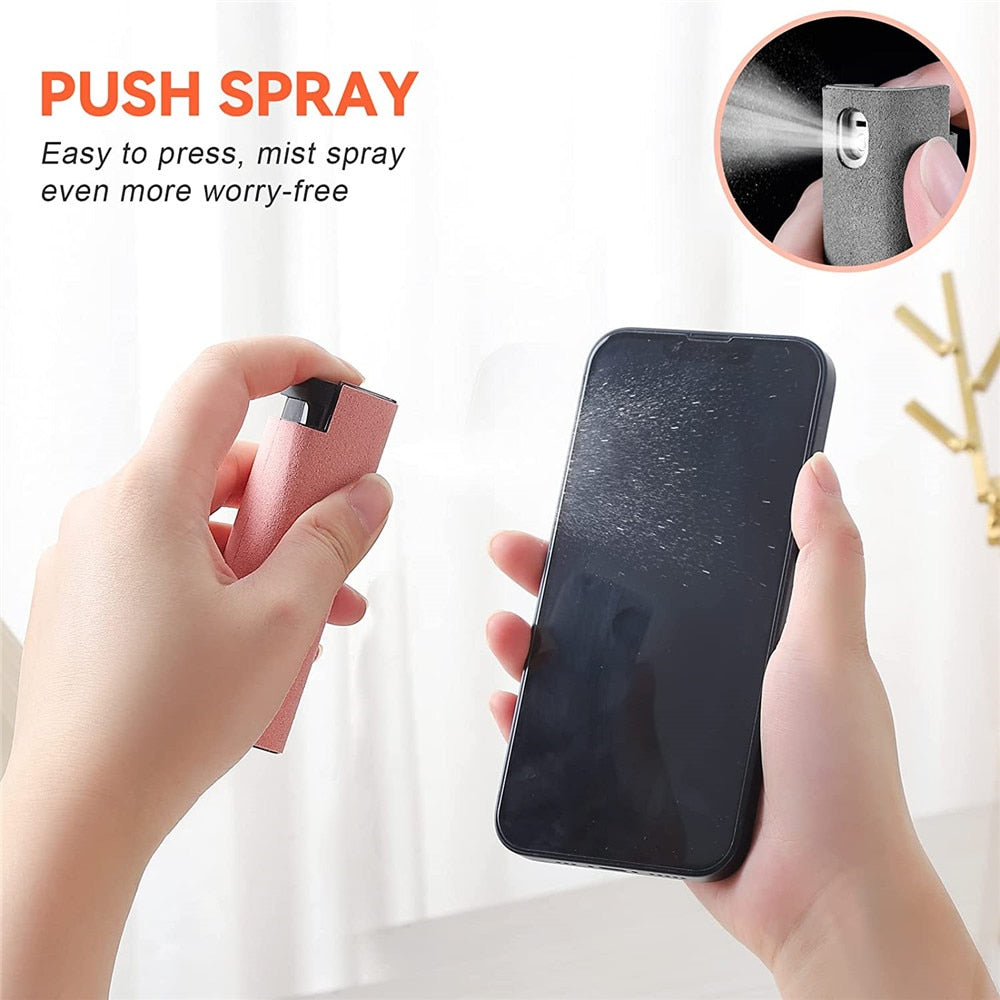 2in1 Microfiber Screen Cleaner Spray Bottle Set Mobile Phone Ipad Camera GoPro Computer Microfiber Cloth Cleaning